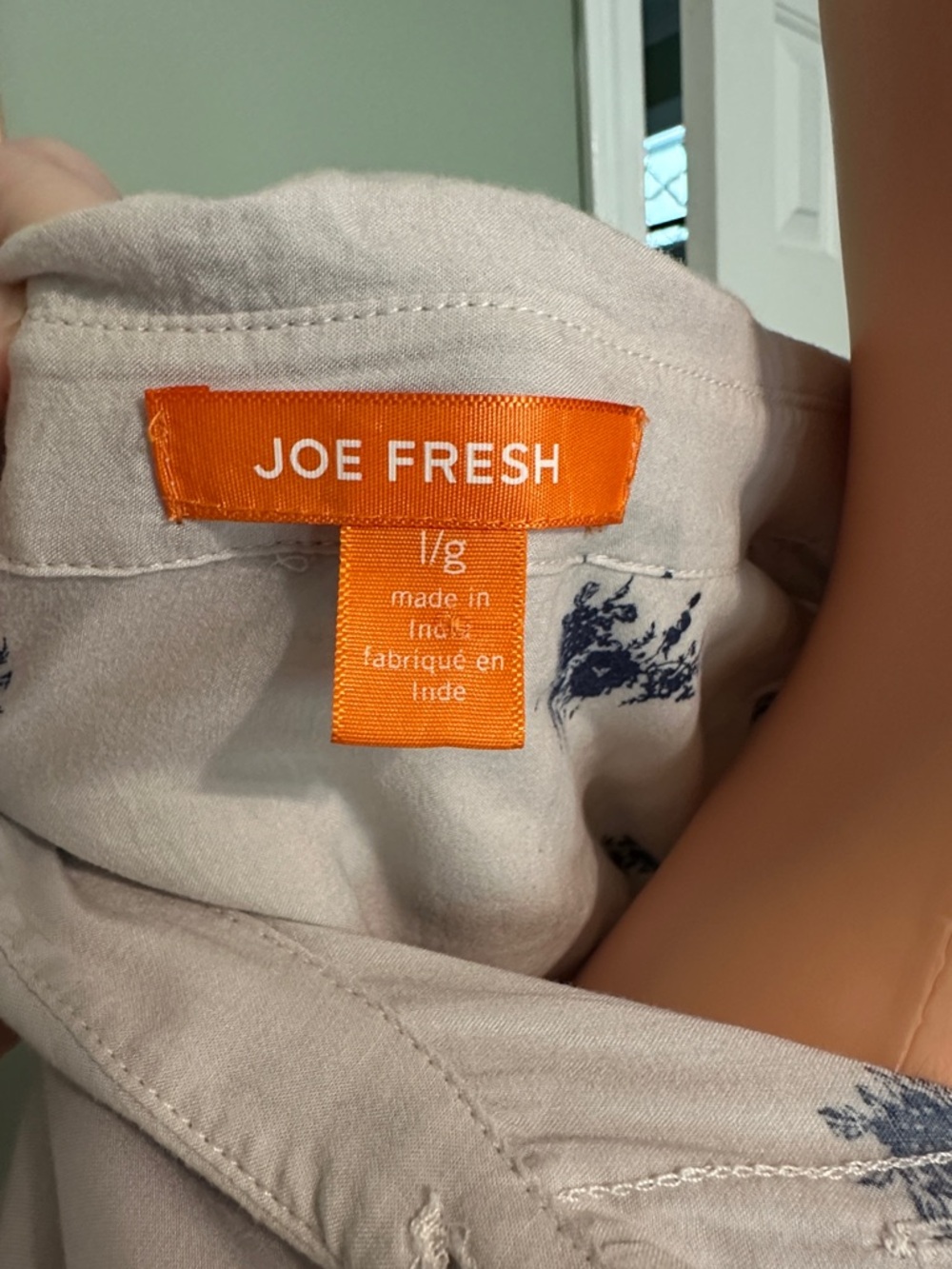 Joe Fresh Pale Pink Button-Down Shirt with Navy Floral Print - Picture 2 of 9